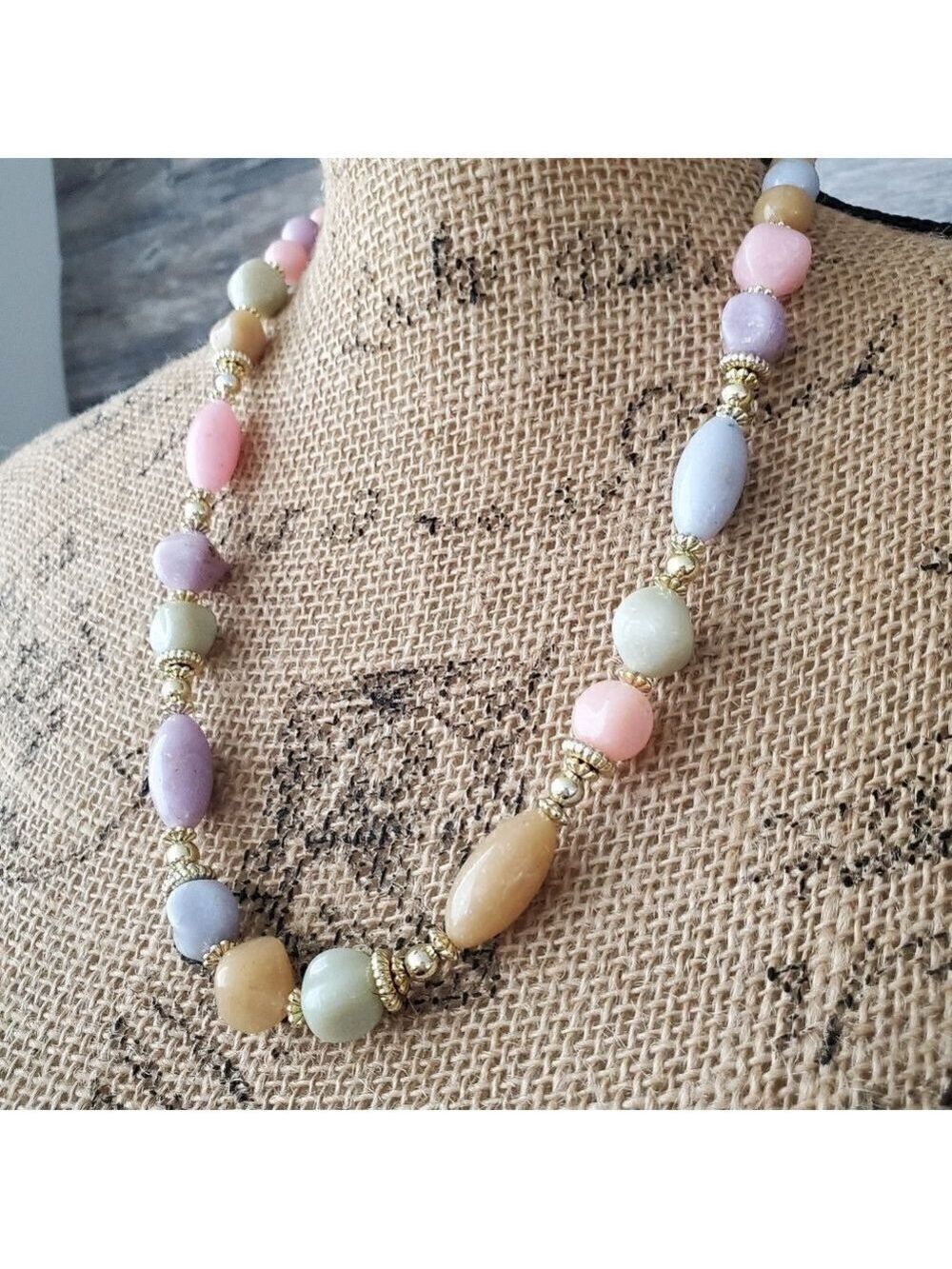 Pastel Necklace Summer Colors Easter Themed Beaded